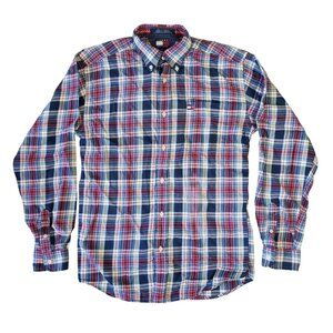 Tommy Hilfiger Mens Vintage 90s Plaid Button-Down Shirt Size L Preppy Casual